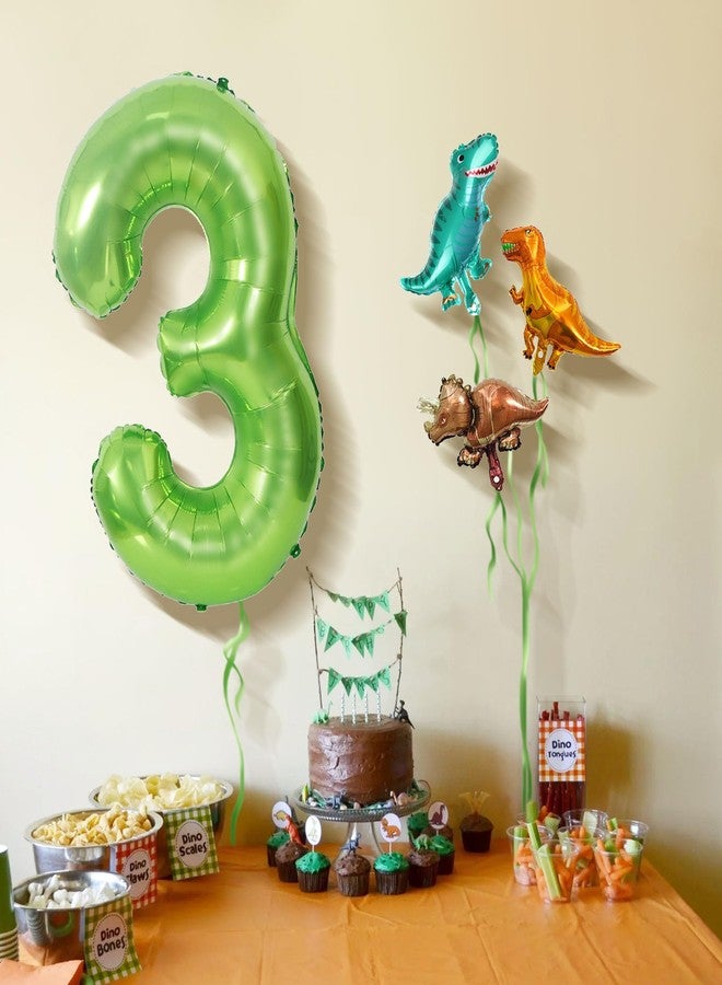 Ysqool Dinosaur Green Number 3 Balloon, 40 In Large Foil Helium Balloon with Mini Dino Mylar Balloons, Dinosaur Birthday Decorations for Kids, Dinosaur Balloons Set for 3rd Birthday Party Supplies (Number 3) - Image 5